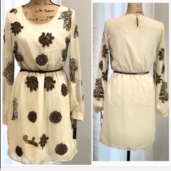Tahari white beaded long sleeve dress size XS - Picture 7 of 8